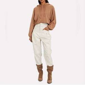 Frame Cropped Easy Hooded Sweatshirt Size S Faded Tawny Brown